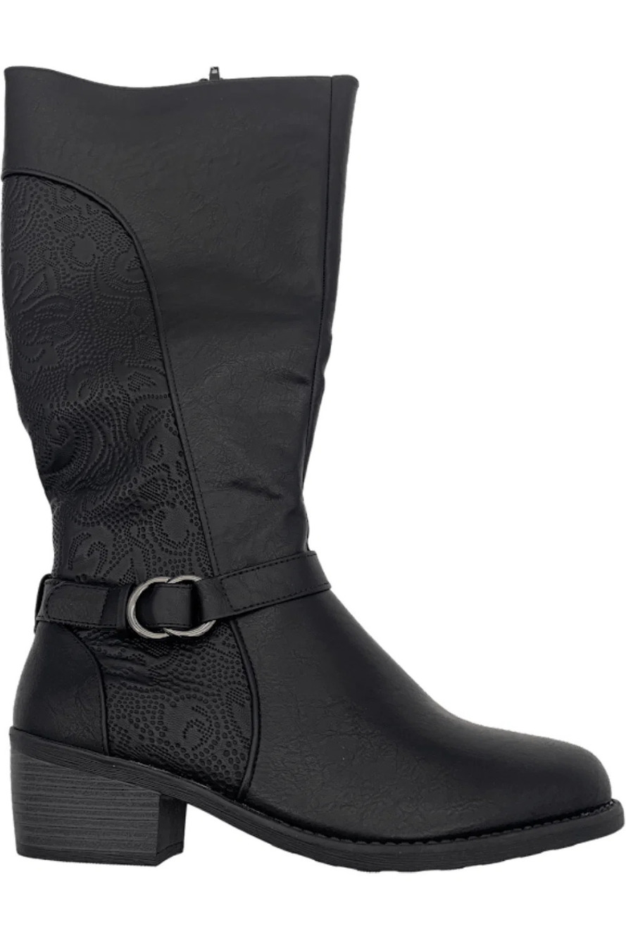 Easy Street Wide Athletic Shafted Tall Boots Luella Plus Black - Extra Wide